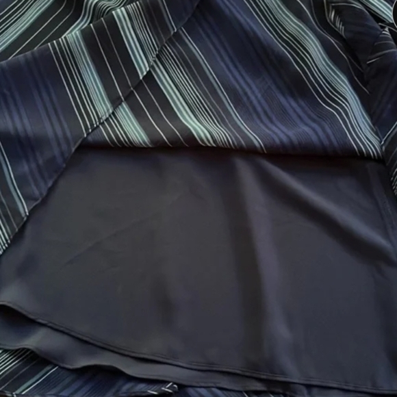 Lauren Ralph Lauren Striped Blue Faux Wrap Skirt - Picture 11 of 13
